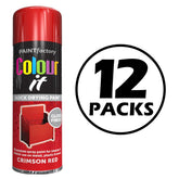 12X Paint Factory Crimson Red Gloss Spray Paint 250ml Spray Paint